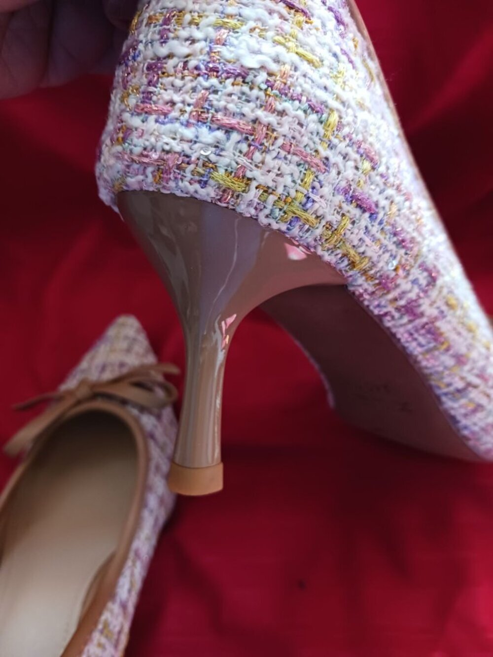 Xiwen Womens Tweed Pointed-Toe Heels With Bow Accent Stiletto multicolor size 36 - Picture 11 of 12